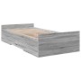 Sonoma gray engineered wood bed with drawers 90x200 cm by , Beds and slatted bases - Ref: Foro24-3280340, Price: 124,64 €, Di...