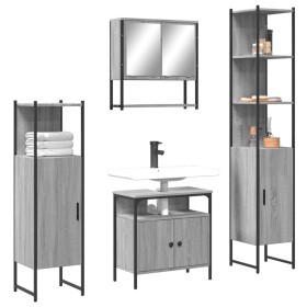 Bathroom furniture set 4 pieces sonoma gray plywood by , Bathroom furniture - Ref: Foro24-3214708, Price: 245,48 €, Discount: %