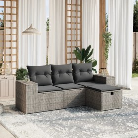 4-piece garden sofa set and gray synthetic rattan cushions by , Garden sets - Ref: Foro24-3264376, Price: 292,99 €, Discount: %