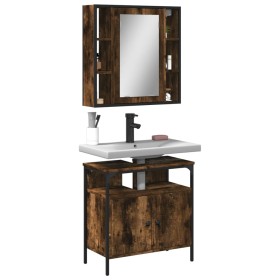 2-piece bathroom furniture set smoked oak plywood by , Bathroom furniture - Ref: Foro24-3214717, Price: 118,99 €, Discount: %