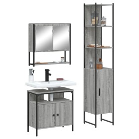 Sonoma gray plywood 3-piece bathroom furniture set by , Bathroom furniture - Ref: Foro24-3214678, Price: 189,99 €, Discount: %