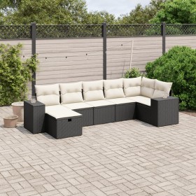 7-teiliges Garten-Essset und schwarze Kissen aus synthetischem Rattan von , Gartensets - Ref: Foro24-3264432, Preis: 485,82 €...