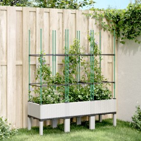 Jardinera con enrejado PP blanco 120x40x142,5 cm de , Maceteros y jardineras - Ref: Foro24-367959, Precio: 70,99 €, Descuento: %