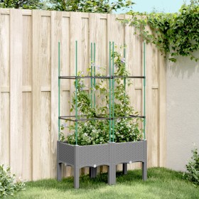 Planter with trellis PP light gray 80x40x142.5 cm by , Pots and planters - Ref: Foro24-367952, Price: 50,00 €, Discount: %