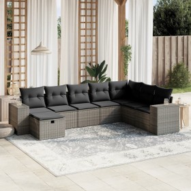 8-piece garden sofa set and gray synthetic rattan cushions by , Garden sets - Ref: Foro24-3264516, Price: 555,34 €, Discount: %