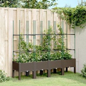 Planter with brown PP trellis 160x40x142.5 cm by , Pots and planters - Ref: Foro24-367965, Price: 84,99 €, Discount: %