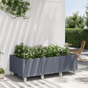 Jardinera con ruedas PP gris 150x80x54 cm de , Maceteros y jardineras - Ref: Foro24-367978, Precio: 204,99 €, Descuento: %