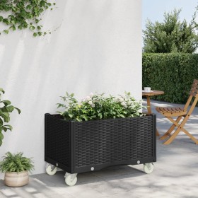 Planter with wheels PP black 80x50x54 cm by , Pots and planters - Ref: Foro24-367986, Price: 112,76 €, Discount: %