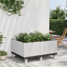 Jardinera con ruedas PP blanco 100x80x54 cm de , Maceteros y jardineras - Ref: Foro24-367992, Precio: 155,99 €, Descuento: %