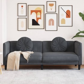 Dark gray velvet 3-seater sofa with cushions by , Sofas - Ref: Foro24-372643, Price: 242,67 €, Discount: %