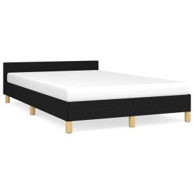 Estructura de cama con cabecero tela negro 120x190 cm de , Camas y somieres - Ref: Foro24-379536, Precio: 113,99 €, Descuento: %