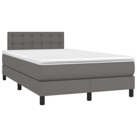 Cama box spring con colchón LED cuero sintético gris 120x190 cm de , Camas y somieres - Ref: Foro24-3270139, Precio: 377,99 €...