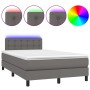 Cama box spring con colchón LED cuero sintético gris 120x190 cm de , Camas y somieres - Ref: Foro24-3270139, Precio: 381,44 €...