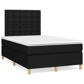 Box spring bed with mattress and LED lights black fabric 120x190 cm by , Beds and slatted bases - Ref: Foro24-3270276, Price:...