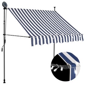 Manual retractable awning with blue and white LED 200 cm by vidaXL, Awnings - Ref: Foro24-145843, Price: 82,68 €, Discount: %