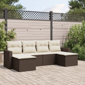 6-teilige Gartensofagarnitur und braune synthetische Rattankissen von , Gartensets - Ref: Foro24-3219313, Preis: 366,00 €, Ra...