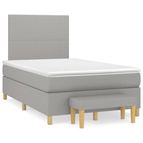 Box spring bed with light gray fabric mattress 120x190 cm by , Beds and slatted bases - Ref: Foro24-3270390, Price: 443,31 €,...