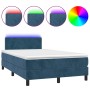 Cama box spring colchón y LED terciopelo azul oscuro 120x190 cm de , Camas y somieres - Ref: Foro24-3270145, Precio: 387,13 €...