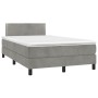 Cama box spring colchón y LED terciopelo gris claro 120x190 cm de , Camas y somieres - Ref: Foro24-3270147, Precio: 369,38 €,...