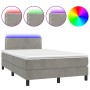 Cama box spring colchón y LED terciopelo gris claro 120x190 cm de , Camas y somieres - Ref: Foro24-3270147, Precio: 369,38 €,...