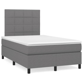 Cama box spring con colchón y LED tela marrón oscuro 120x190 cm de , Camas y somieres - Ref: Foro24-3270198, Precio: 419,37 €...