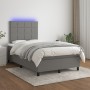 Cama box spring con colchón y LED tela marrón oscuro 120x190 cm de , Camas y somieres - Ref: Foro24-3270198, Precio: 419,93 €...