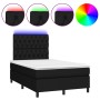 Box spring bed with mattress and LED lights black fabric 120x190 cm by , Beds and slatted bases - Ref: Foro24-3270220, Price:...