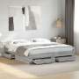 Cama con cajones madera ingeniería gris Sonoma 200x200 cm de , Camas y somieres - Ref: Foro24-3280361, Precio: 211,90 €, Desc...