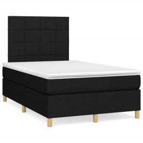 Box spring bed with mattress and LED lights black fabric 120x190 cm by , Beds and slatted bases - Ref: Foro24-3270248, Price:...