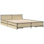 Cama con cajones madera ingeniería roble Sonoma 120x200 cm de , Camas y somieres - Ref: Foro24-3279938, Precio: 168,58 €, Des...