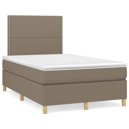 Cama box spring con colchón y LED tela gris taupe 120x190 cm de , Camas y somieres - Ref: Foro24-3270243, Precio: 415,79 €, D...