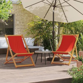 Folding beach chairs 2 units red fabric by , Garden chairs - Ref: Foro24-3214491, Price: 88,99 €, Discount: %