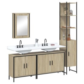 Sonoma oak plywood 4-piece bathroom furniture set by , Bathroom furniture - Ref: Foro24-3214811, Price: 255,99 €, Discount: %