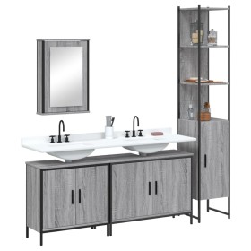 Bathroom furniture set 4 pieces sonoma gray plywood by , Bathroom furniture - Ref: Foro24-3214813, Price: 244,99 €, Discount: %