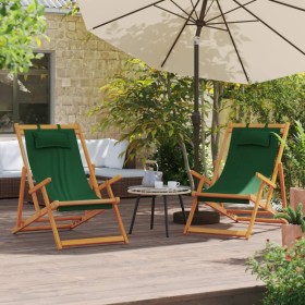 Folding beach chairs 2 units green fabric by , Garden chairs - Ref: Foro24-3214485, Price: 127,99 €, Discount: %