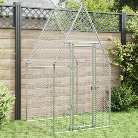 Chicken cage silver galvanized steel 100x100x190 cm by , Cages and habitats for small animals - Ref: Foro24-172549, Price: 88...