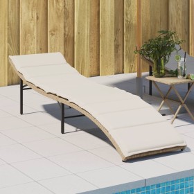 Lounger with beige synthetic rattan cushion 55x199x50 cm by , Loungers - Ref: Foro24-368248, Price: 125,99 €, Discount: %