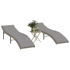 Sun loungers with table 2 units beige synthetic rattan by , Loungers - Ref: Foro24-368255, Price: 241,99 €, Discount: %