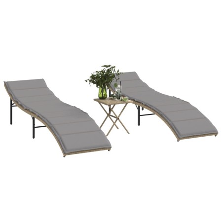 Sonnenliegen mit Tisch 2 Einheiten beige synthetisches Rattan von , Liegen - Ref: Foro24-368255, Preis: 241,99 €, Rabatt: %