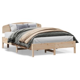 White pine wood bed frame with headboard 150x200cm by , Beds and slatted bases - Ref: Foro24-3207205, Price: 159,25 €, Discou...