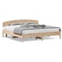 Bed frame with solid pine wood headboard 180x200 cm by , Beds and slatted bases - Ref: Foro24-3207197, Price: 173,09 €, Disco...