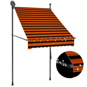 Manual retractable awning with orange and brown LED 100 cm by vidaXL, Awnings - Ref: Foro24-145876, Price: 83,33 €, Discount: %