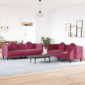 Sofa set with cushions 2 pieces red velvet by , Sofas - Ref: Foro24-3209261, Price: 585,24 €, Discount: %