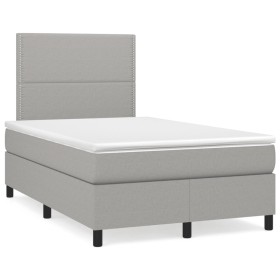 Box spring bed with light gray fabric mattress 120x190 cm by , Beds and slatted bases - Ref: Foro24-3269874, Price: 405,41 €,...