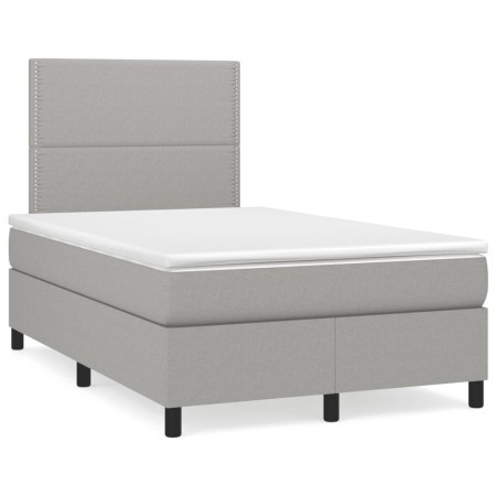 Box spring bed with light gray fabric mattress 120x190 cm by , Beds and slatted bases - Ref: Foro24-3269874, Price: 404,71 €,...