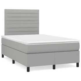 Box spring bed with light gray fabric mattress 120x190 cm by , Beds and slatted bases - Ref: Foro24-3269888, Price: 404,09 €,...