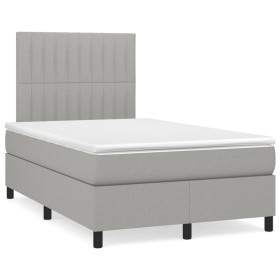 Box spring bed with light gray fabric mattress 120x190 cm by , Beds and slatted bases - Ref: Foro24-3269895, Price: 409,21 €,...