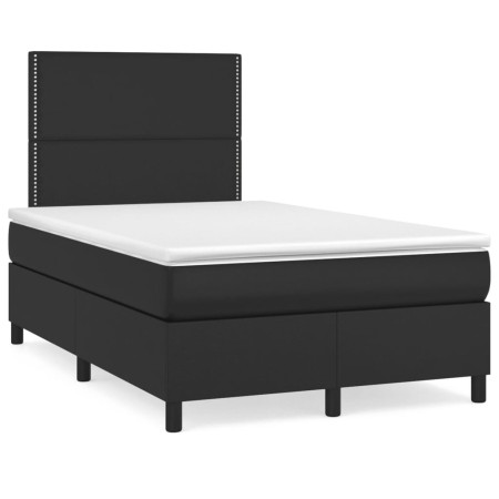 Box spring bed with black synthetic leather mattress 120x190 cm by , Beds and slatted bases - Ref: Foro24-3269971, Price: 397...