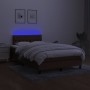 Cama box spring con colchón y LED tela marrón oscuro 120x190 cm de , Camas y somieres - Ref: Foro24-3270063, Precio: 386,40 €...