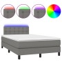 Cama box spring con colchón y LED tela marrón oscuro 120x190 cm de , Camas y somieres - Ref: Foro24-3270068, Precio: 378,11 €...